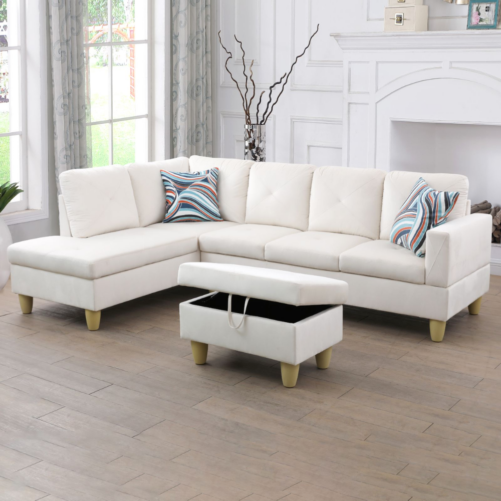 66.5" Flannel 3-Piece Living Room Sofa Set-A