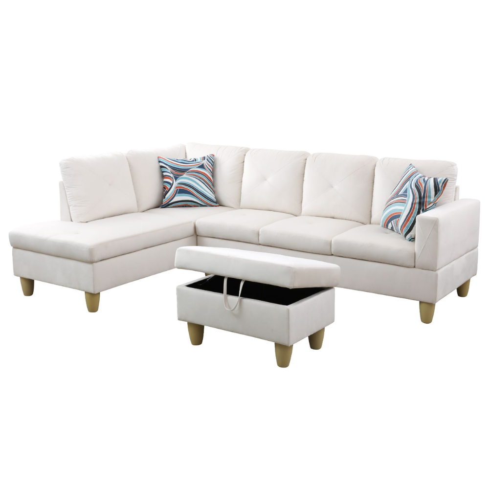 66.5" Flannel 3-Piece Living Room Sofa Set-A