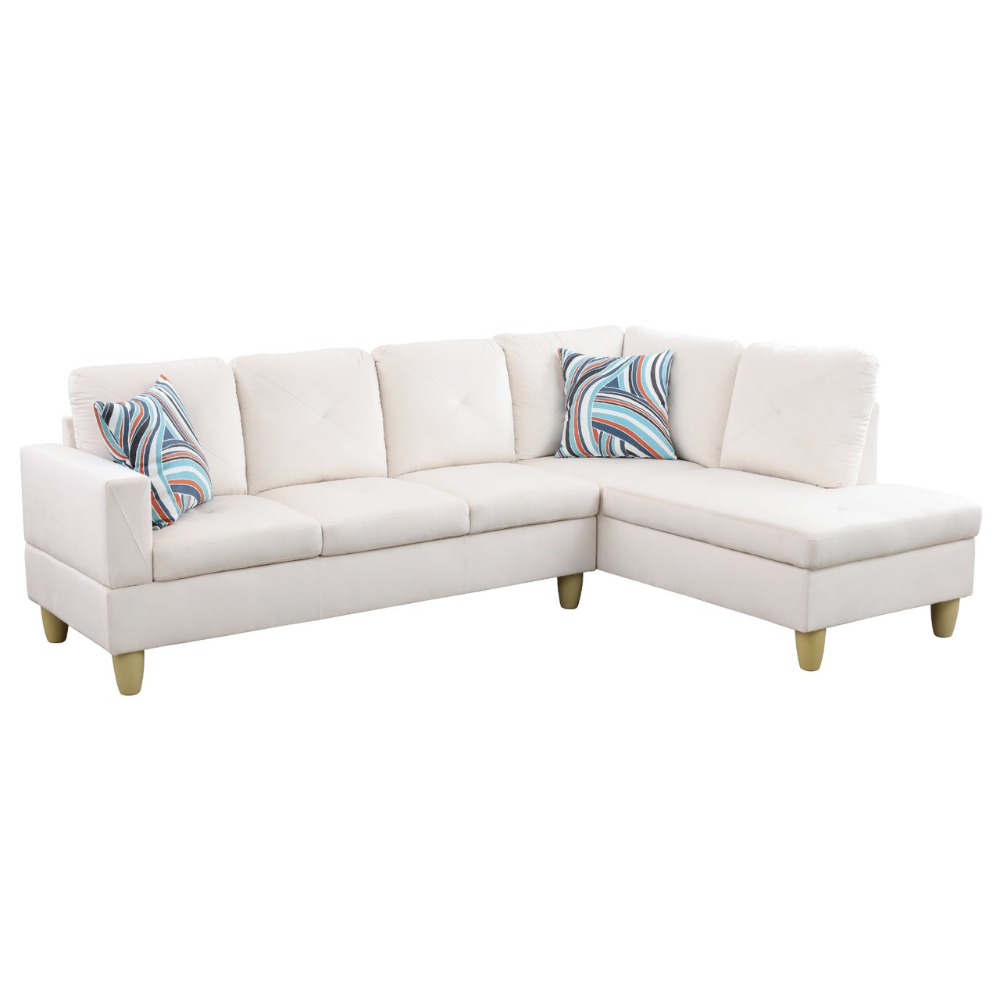 66.5" White Flannel 3-Piece Living Room Sofa Set-B-15