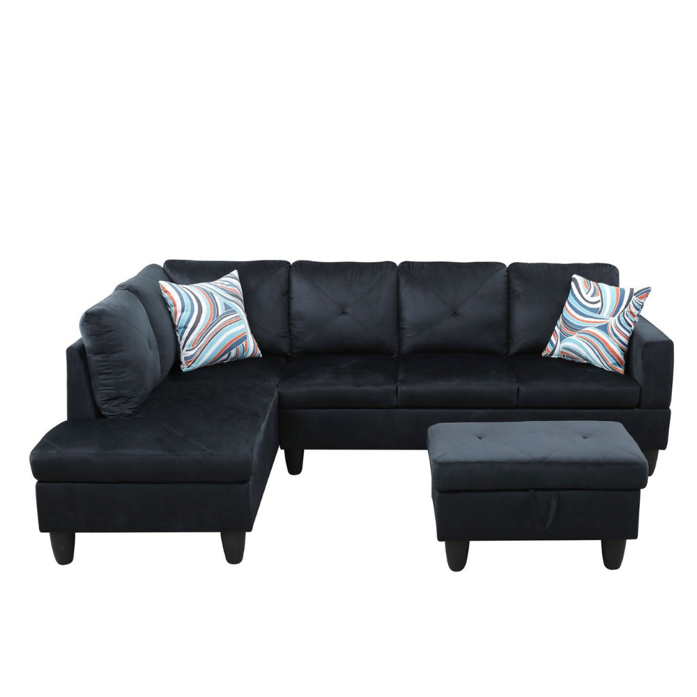 66.5" Flannel 3-Piece Living Room Sofa Set-A