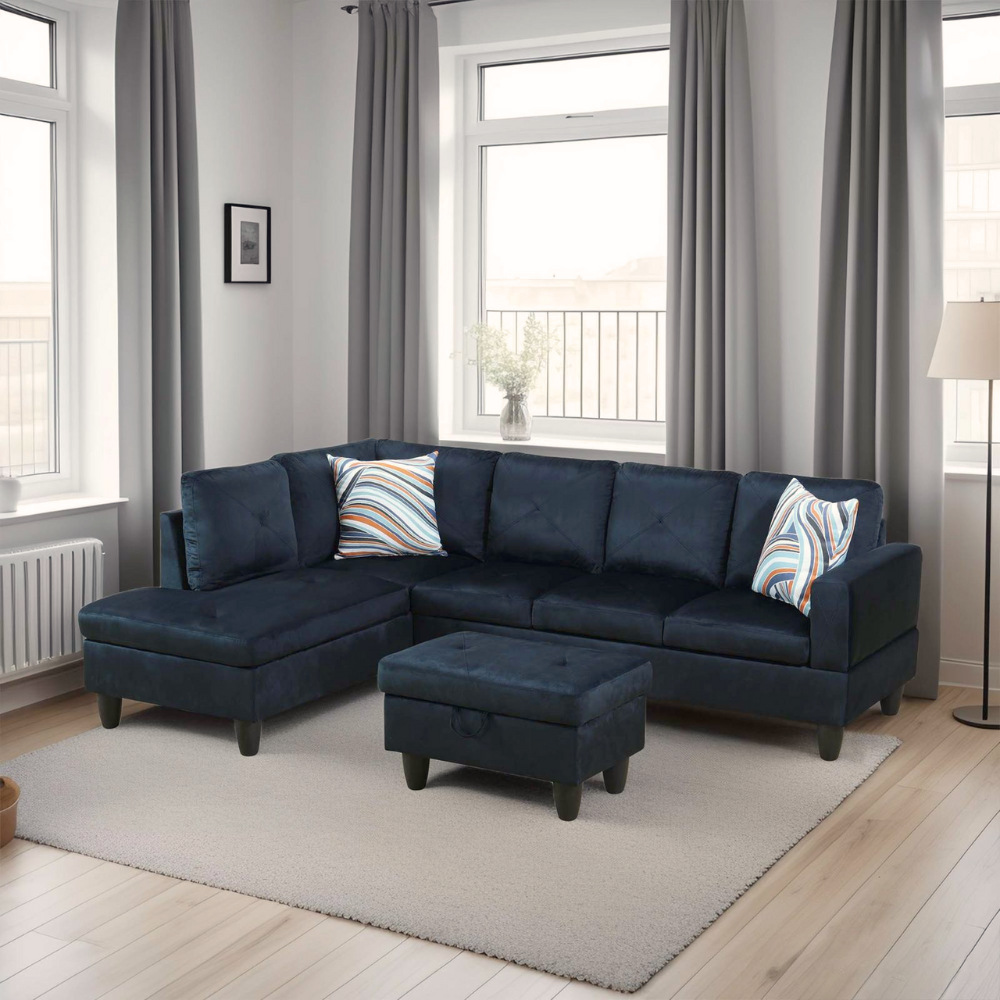 66.5" White Flannel 3-Piece Living Room Sofa Set-B-7