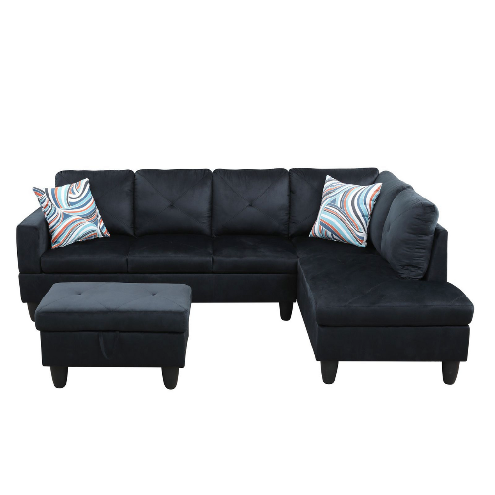 66.5" White Flannel 3-Piece Living Room Sofa Set-B-8
