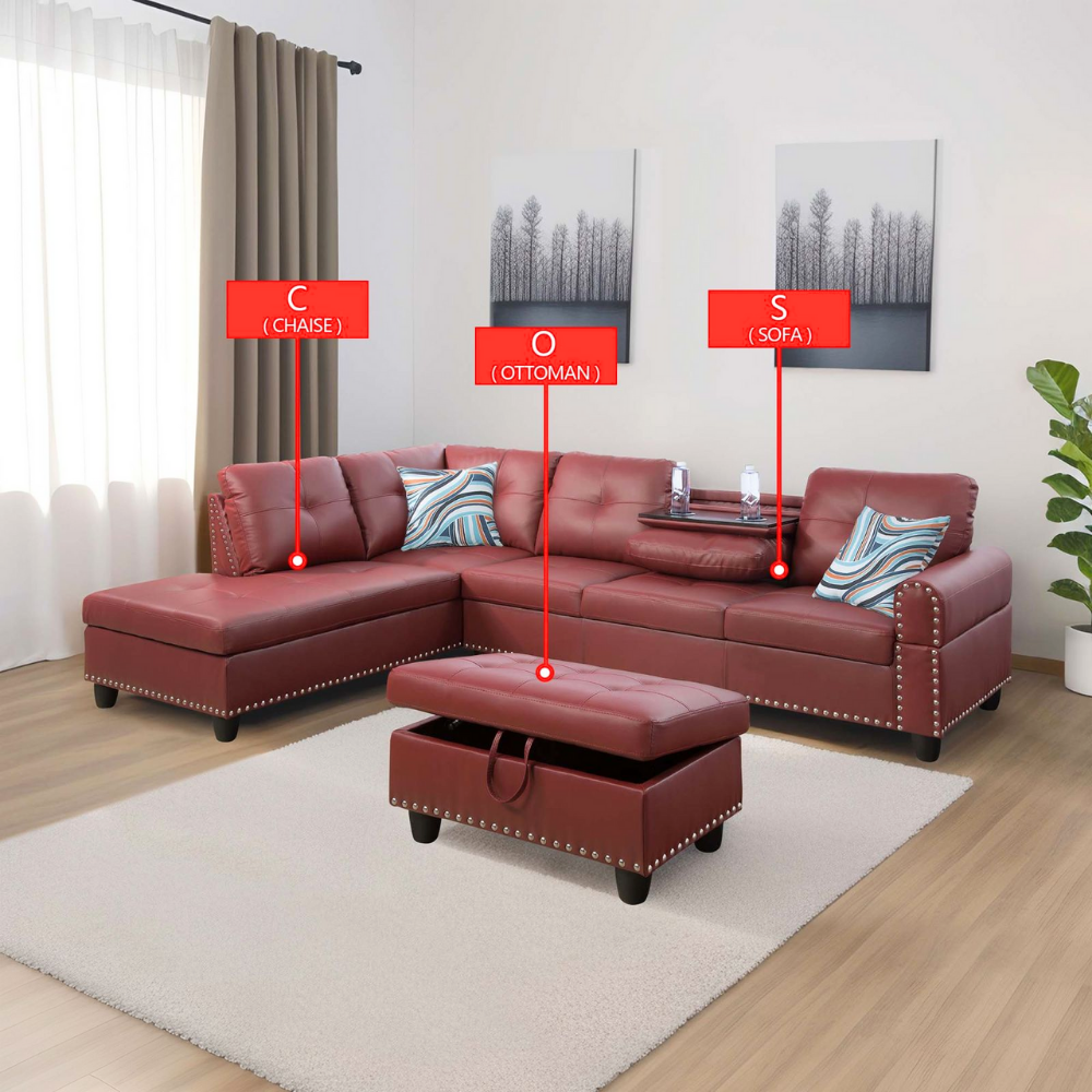 3-Piece Living Room Sofa Set-A