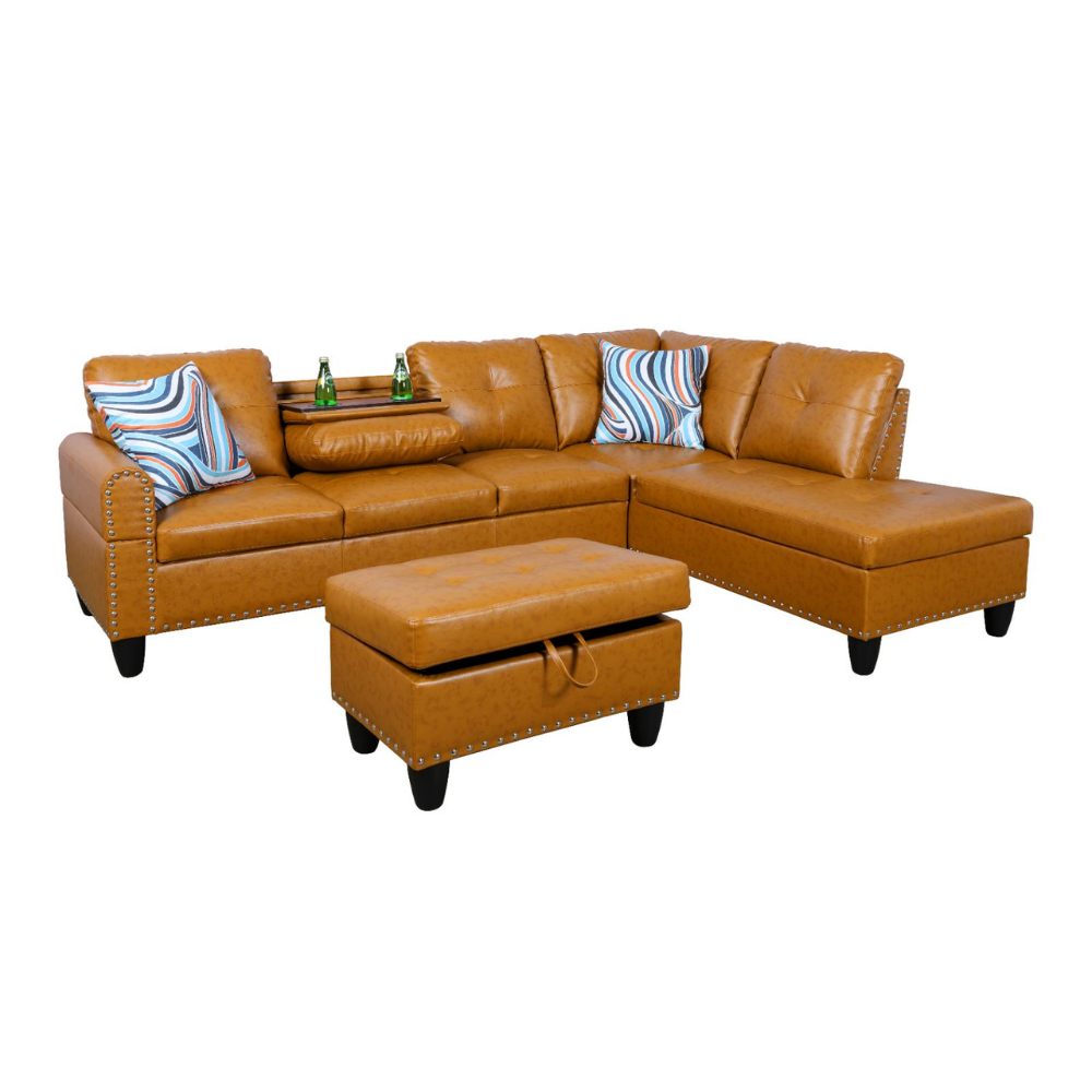 Semi PU Synthetic Leather 3-Piece Sofa Set-B-16