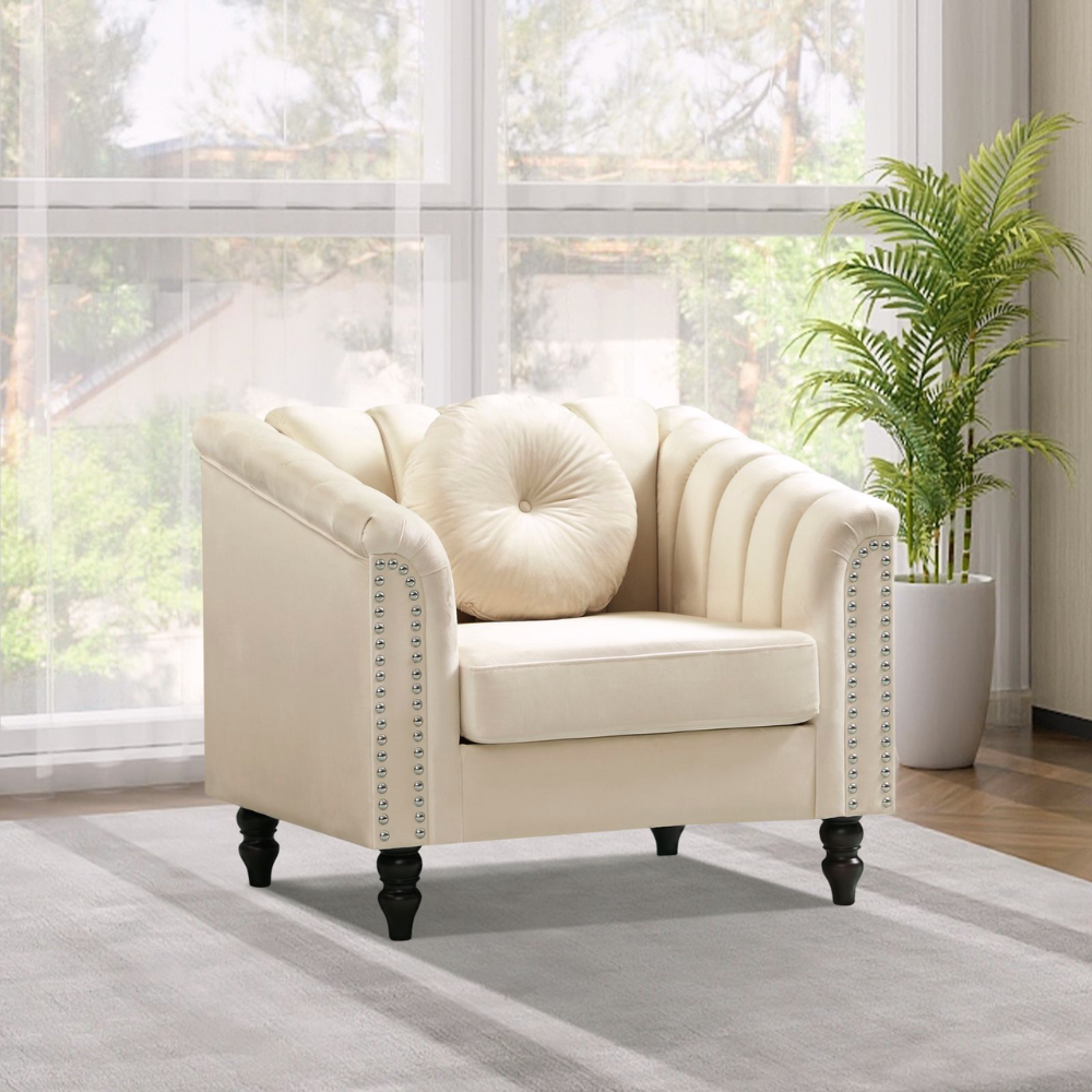 White Microfiber 3-Piece Couch Living Room Sofa Set