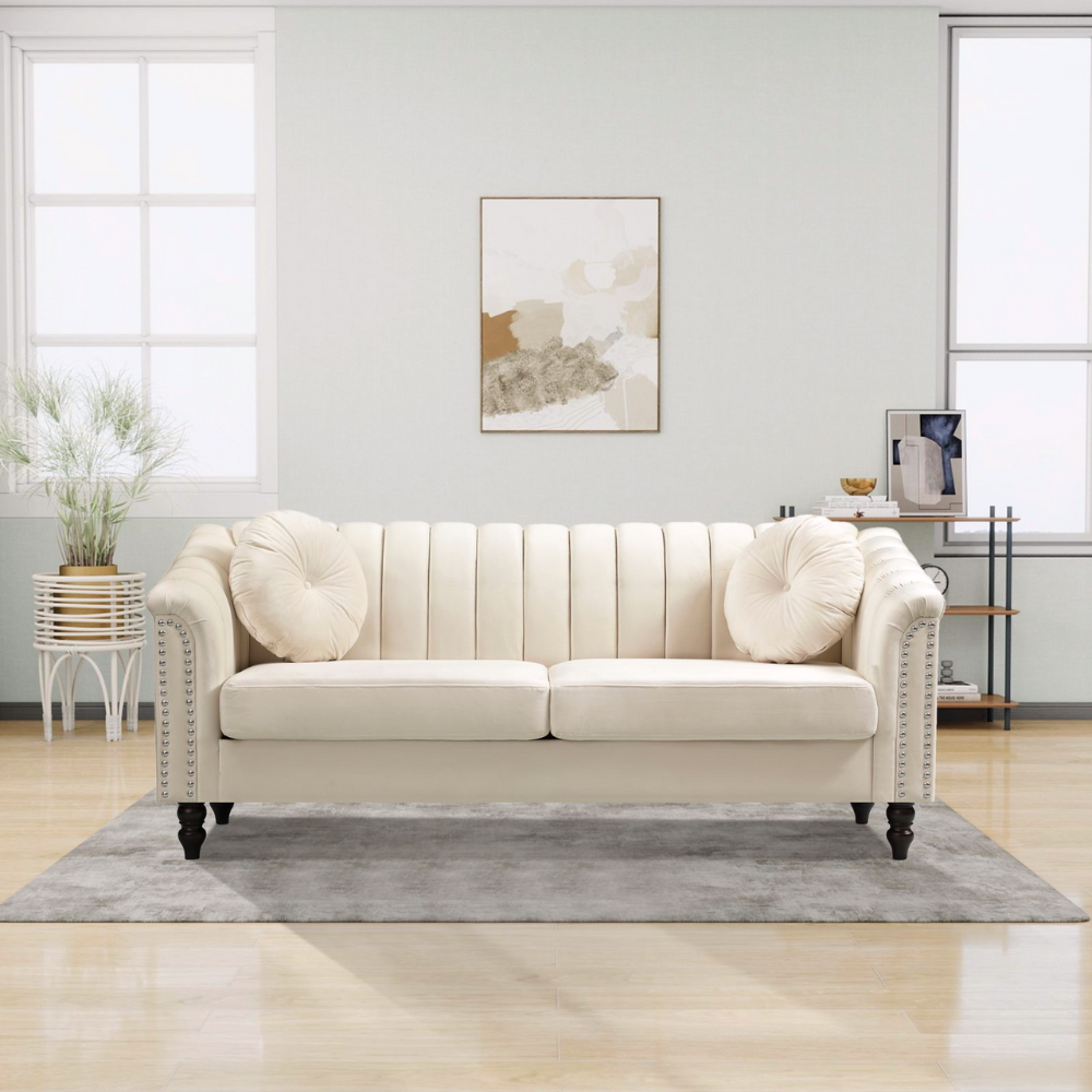 White Microfiber 3-Piece Couch Living Room Sofa Set