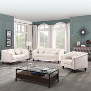 White Microfiber 3-Piece Couch Living Room Sofa Set