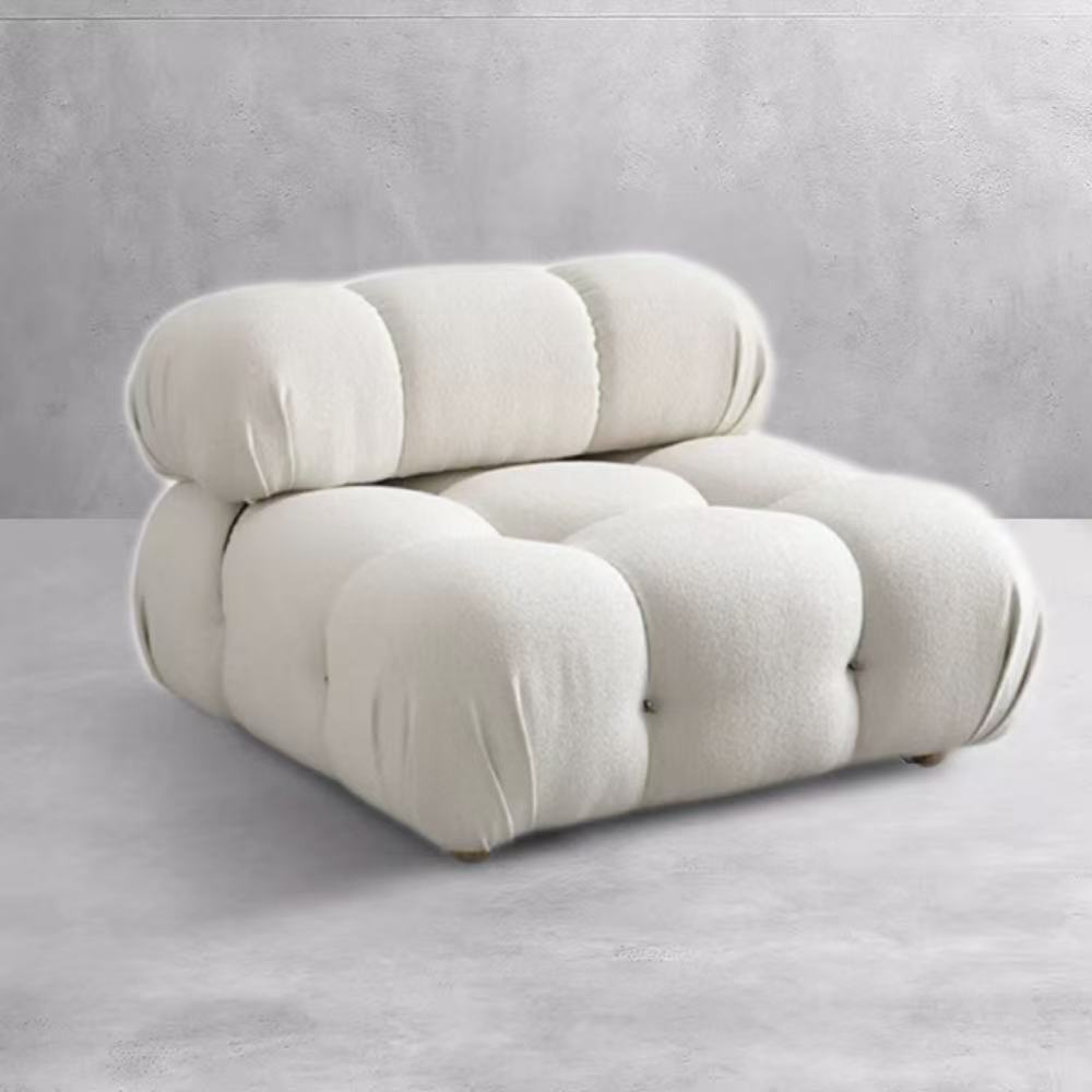Lamb Wool Cloud Sofa modular set in soft lamb wool—single cloud modules or full seating configuration for living rooms and studios.