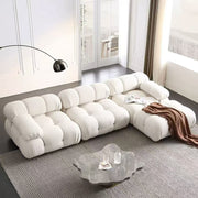 Lamb Wool Cloud Sofa modular set in soft lamb wool—single cloud modules or full seating configuration for living rooms and studios.