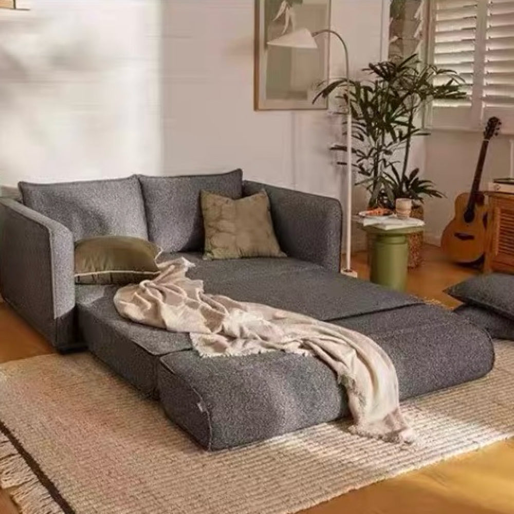 Convertible linen sofa bed vacuum-packed—dual-use couch folds into bed, breathable linen upholstery, ideal for small apartments and guest rooms.