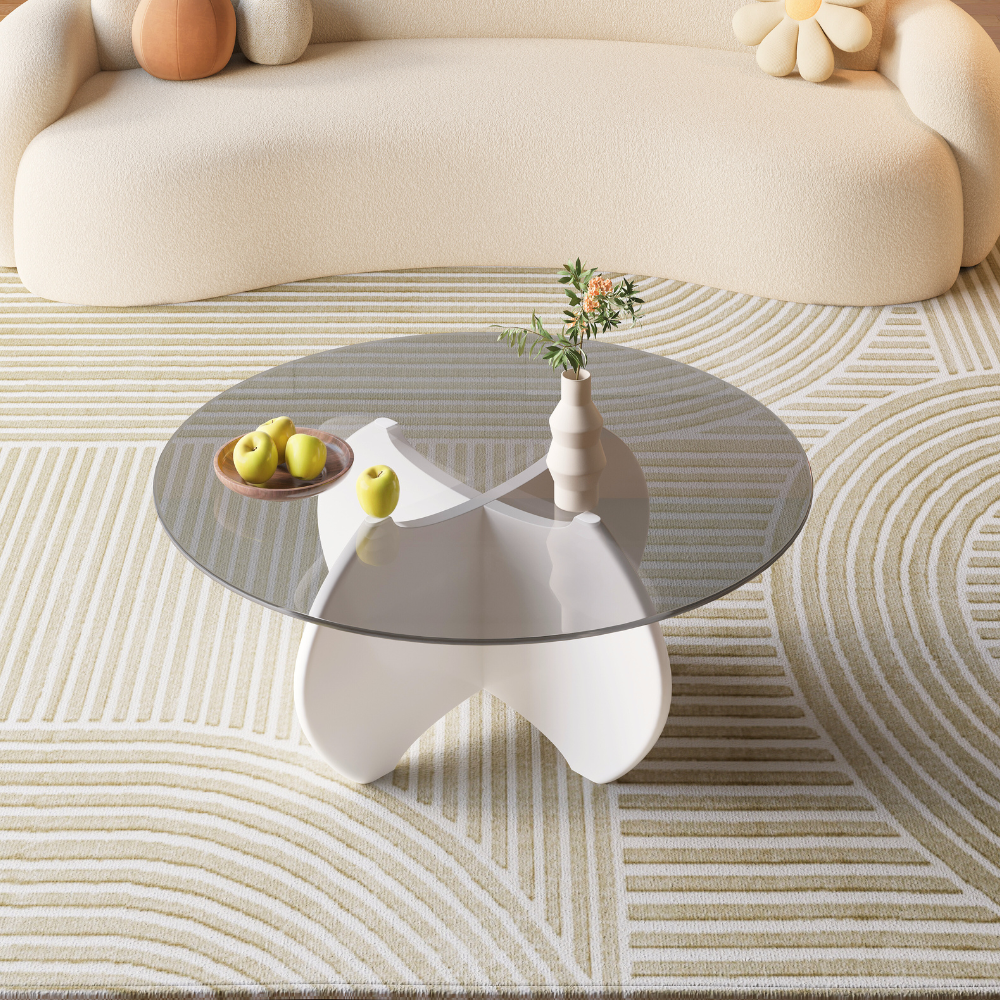 Modern Minimalist Wood Glass Coffee Table Set-8