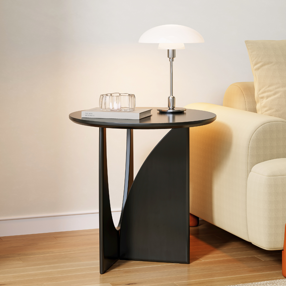 Modern Minimalist Rubberwood Side Table in Orange-Brown=2