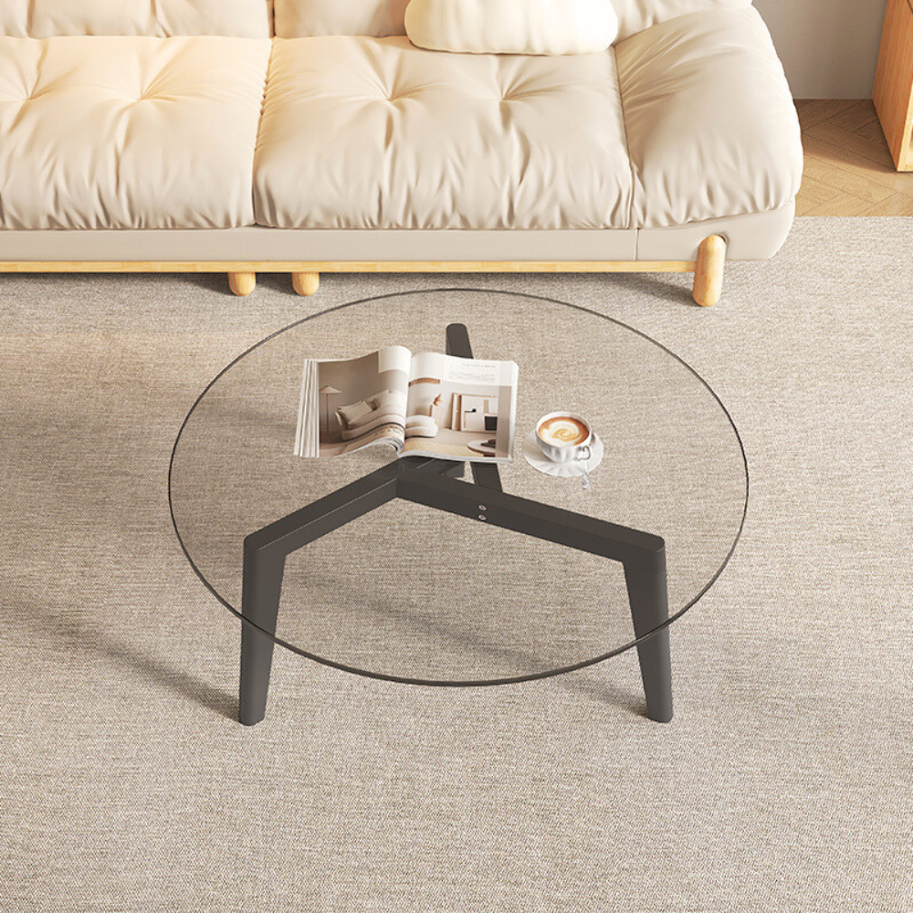 Clear Acrylic and Tempered Glass Round Coffee Table for Modern Living Room-2
