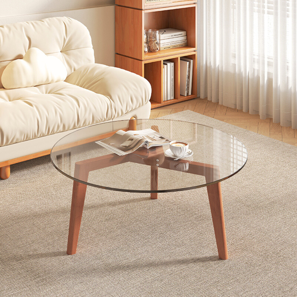Clear Acrylic and Tempered Glass Round Coffee Table for Modern Living Room-3