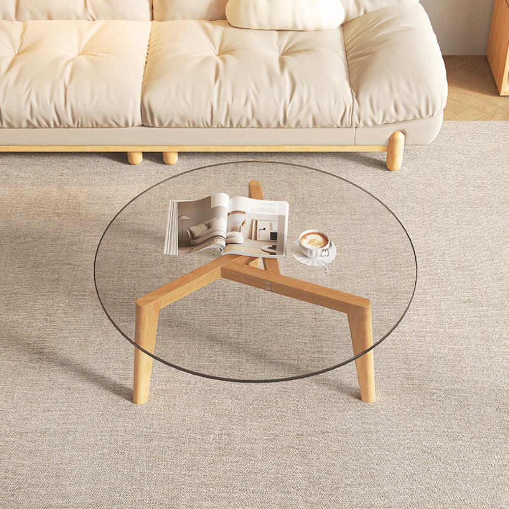 Clear Acrylic and Tempered Glass Round Coffee Table for Modern Living Room-4