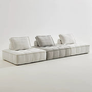 Modular multifunctional foldable sofa bed in neutral boucle fabric—convertible futon-style sleeper for living rooms and small apartments.