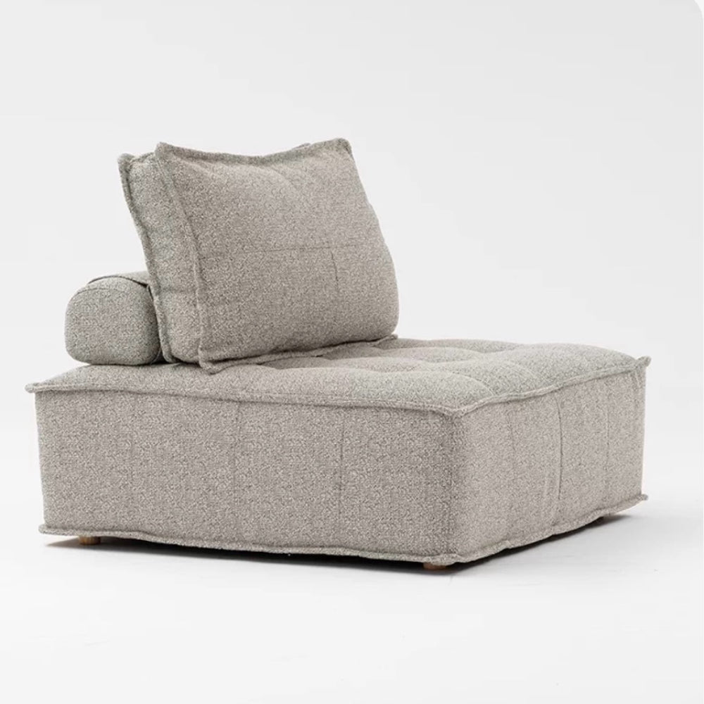 Modular multifunctional foldable sofa bed in neutral boucle fabric—convertible futon-style sleeper for living rooms and small apartments.