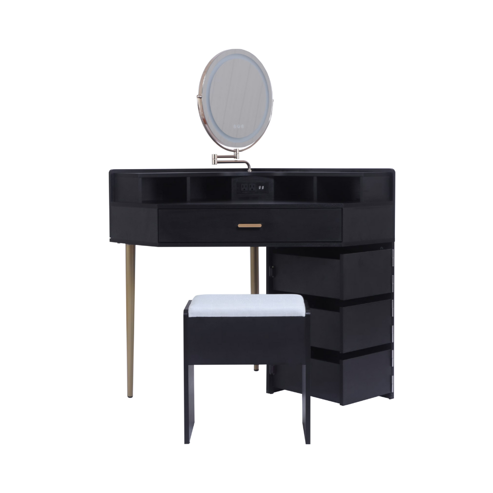 Dresser with its own storage cabinet and mirror table for stool & USB port