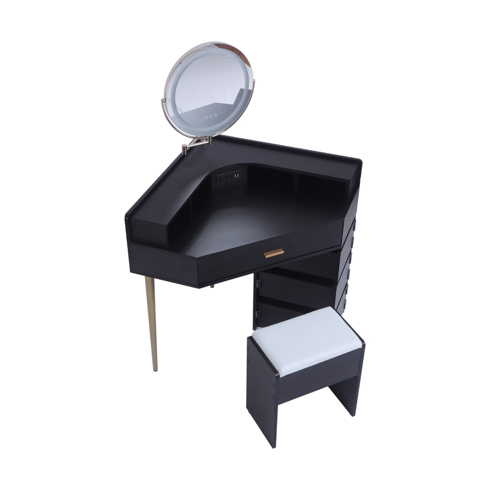 Dresser with its own storage cabinet and mirror table for stool & USB port