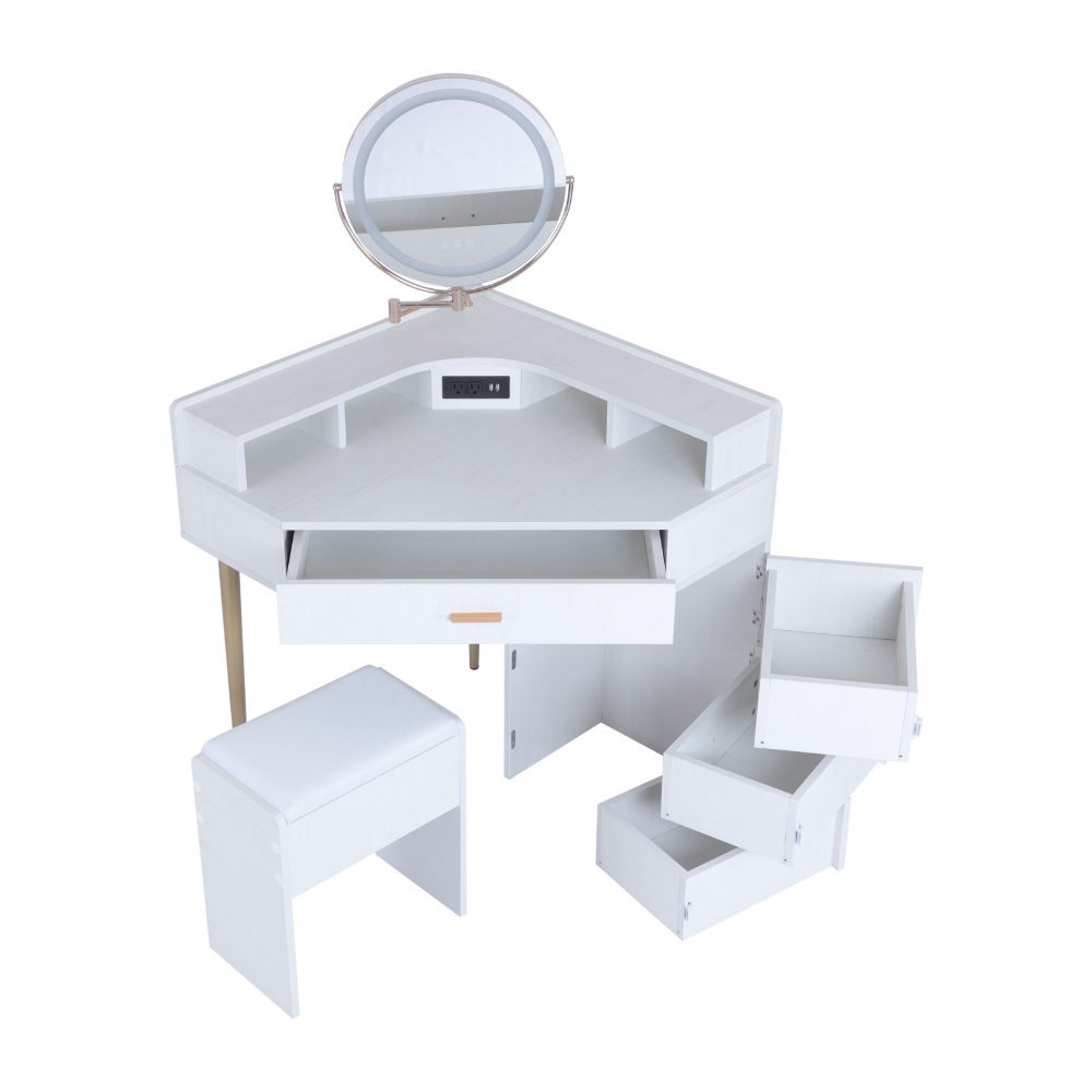 Dresser with its own storage cabinet and mirror table for stool & USB port
