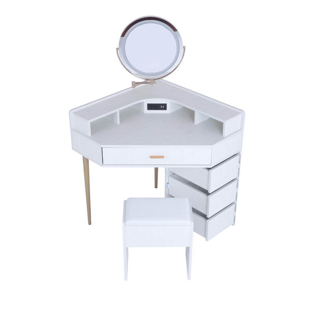 Dresser with its own storage cabinet and mirror table for stool & USB port