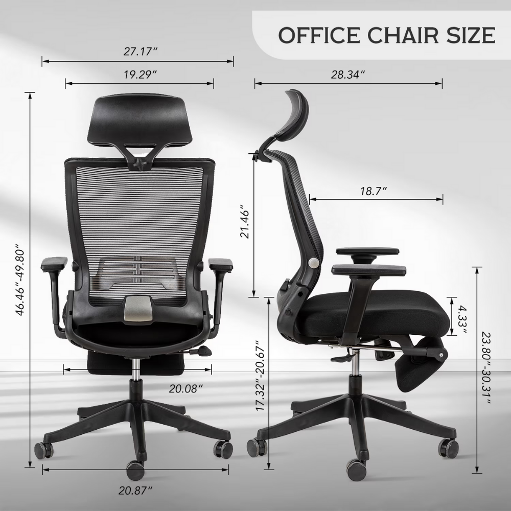 Ergonomic High-Back Office Chair with Footrest-9