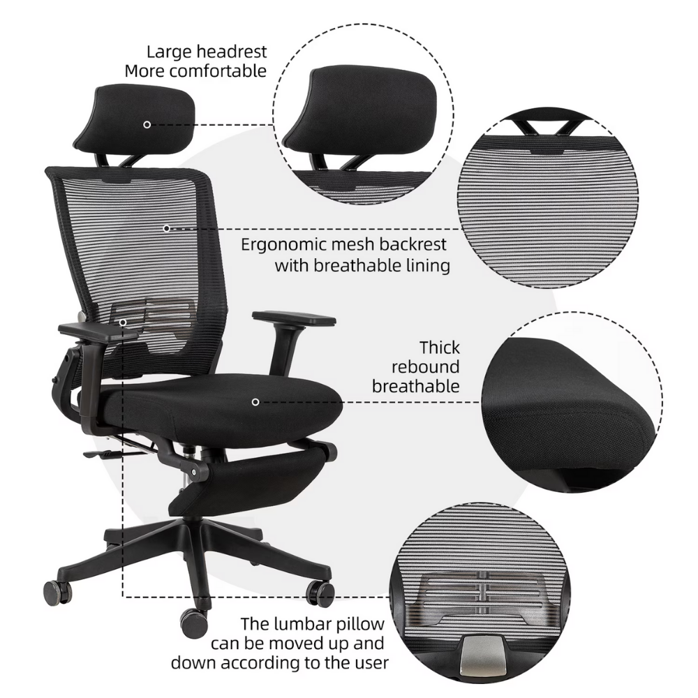 Ergonomic High-Back Office Chair with Footrest-10