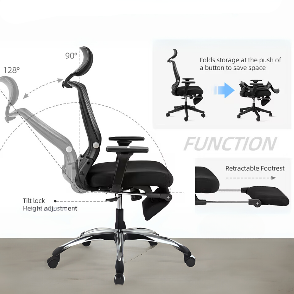 Ergonomic High-Back Office Chair with Footrest-7