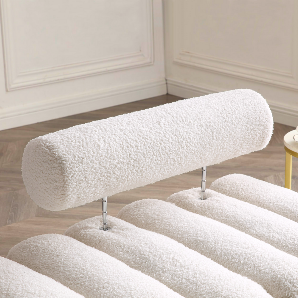 Sherpa Upholstered 2-Seater End-of-Bed Bench｜53.2" Modern Window Seat Ottoman Bench with Gold Legs