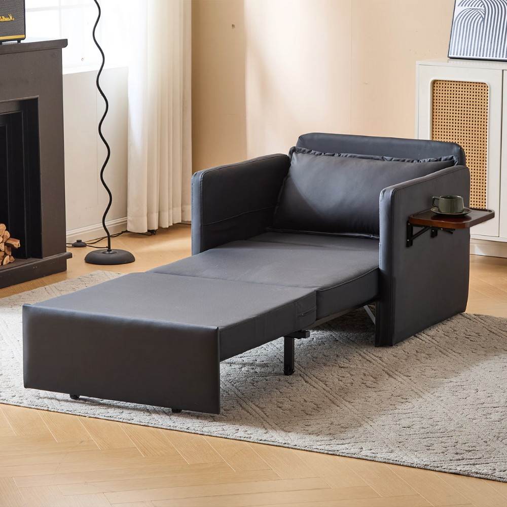 Convertible Sleeper Chair with Foldable Tray and USB Charging Port-3