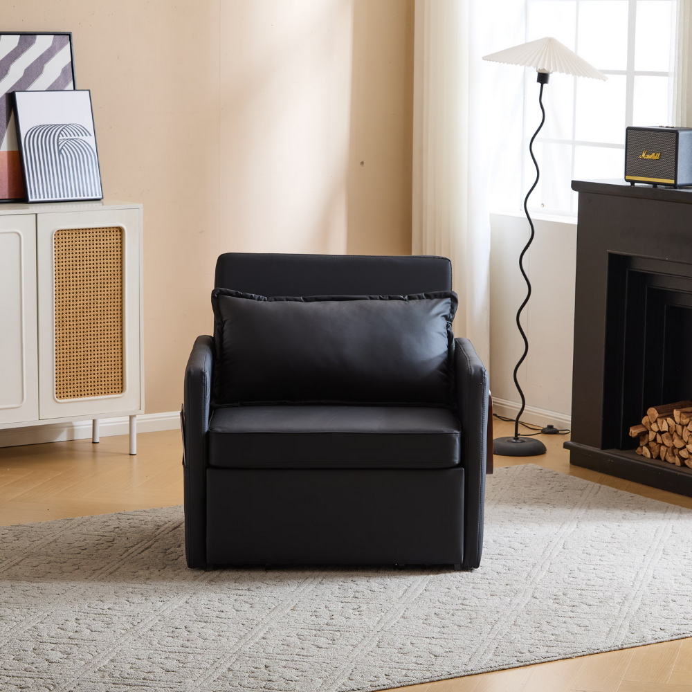 Convertible Sleeper Chair with Foldable Tray and USB Charging Port-4