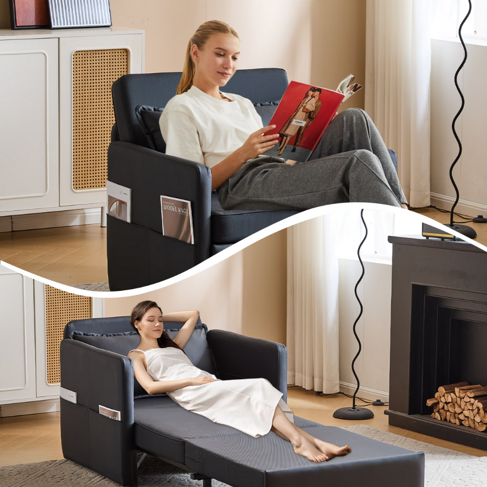 Convertible Sleeper Chair with Foldable Tray and USB Charging Port-7