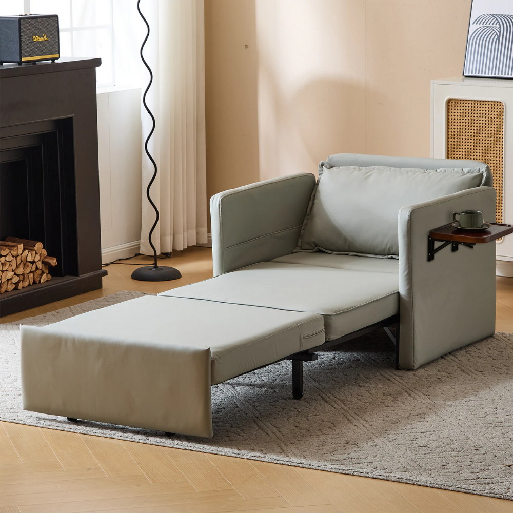 Convertible Sleeper Chair with Foldable Tray and USB Charging Port-12