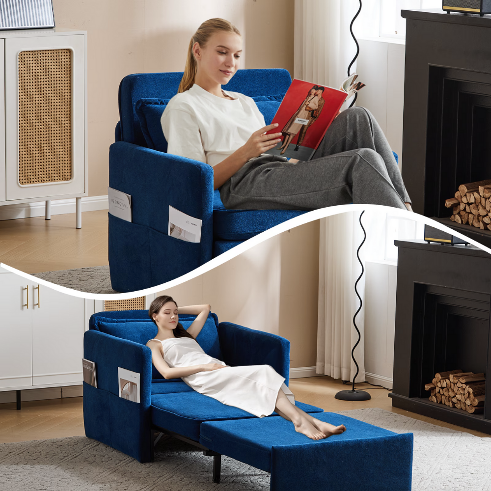 Convertible Sleeper Chair with Foldable Tray and USB Charging Port-18