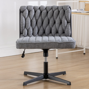 Modern Armless Desk Chair No Wheels with Adjustable Height & Swivel Base-1