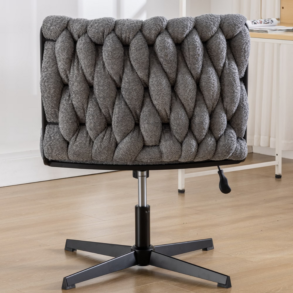 Modern Armless Desk Chair No Wheels with Adjustable Height & Swivel Base-2
