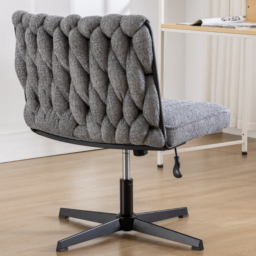 Modern Armless Desk Chair No Wheels with Adjustable Height & Swivel Base-4