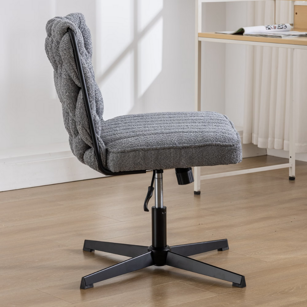 Modern Armless Desk Chair No Wheels with Adjustable Height & Swivel Base-6
