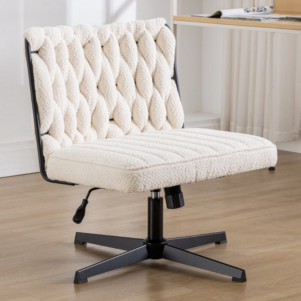 Modern Armless Desk Chair No Wheels with Adjustable Height & Swivel Base-10