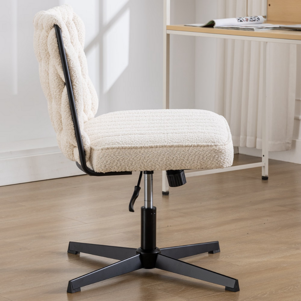 Modern Armless Desk Chair No Wheels with Adjustable Height & Swivel Base-7
