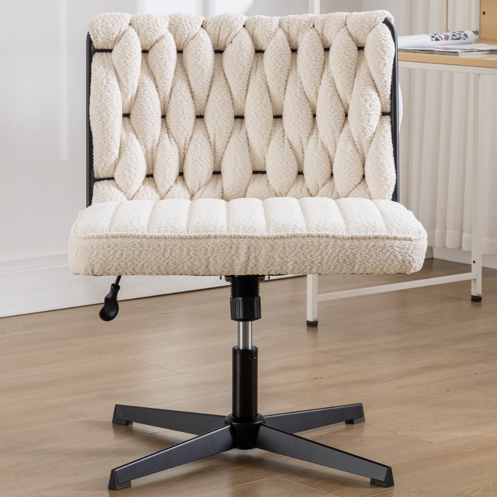 Modern Armless Desk Chair No Wheels with Adjustable Height & Swivel Base-9