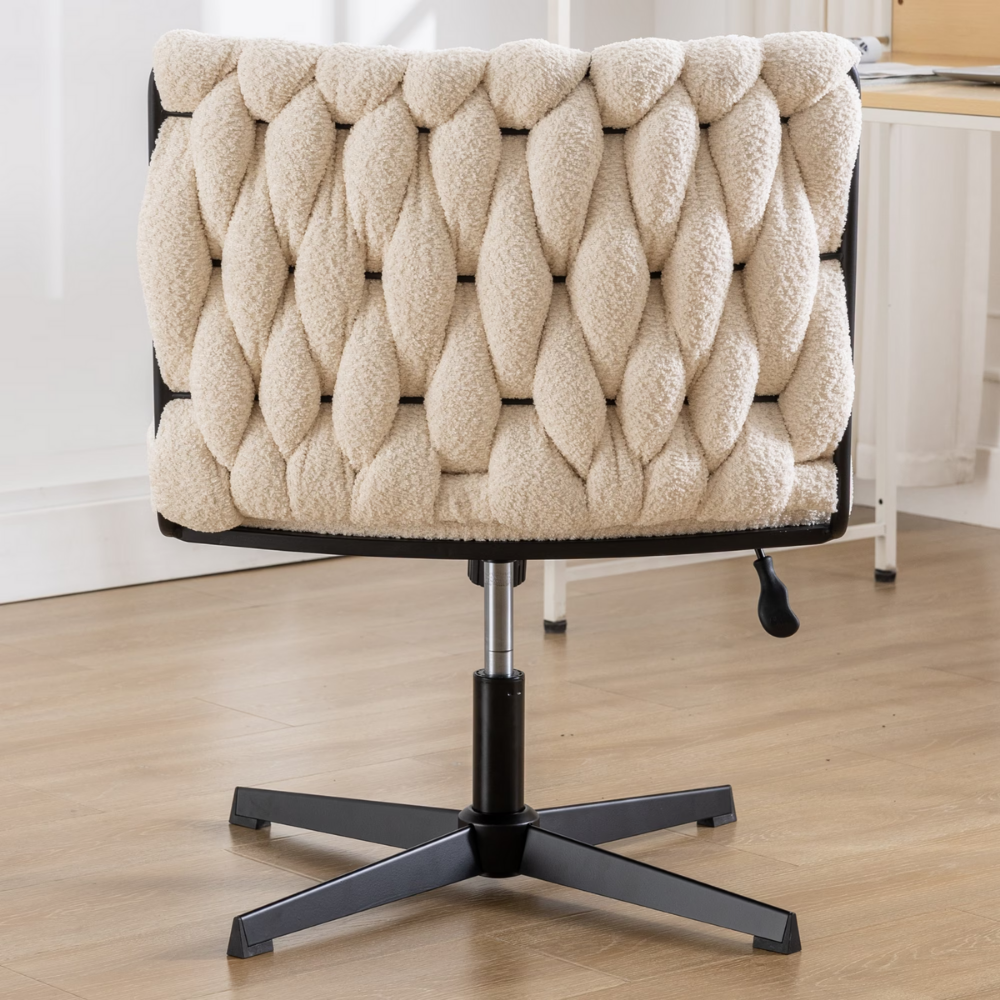 Modern Armless Desk Chair No Wheels with Adjustable Height & Swivel Base-8