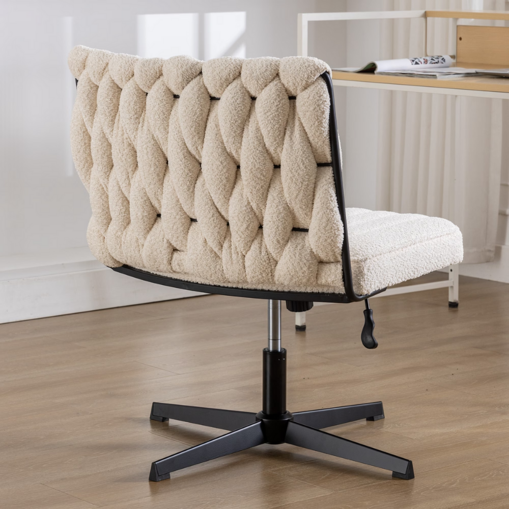 Modern Armless Desk Chair No Wheels with Adjustable Height & Swivel Base-7