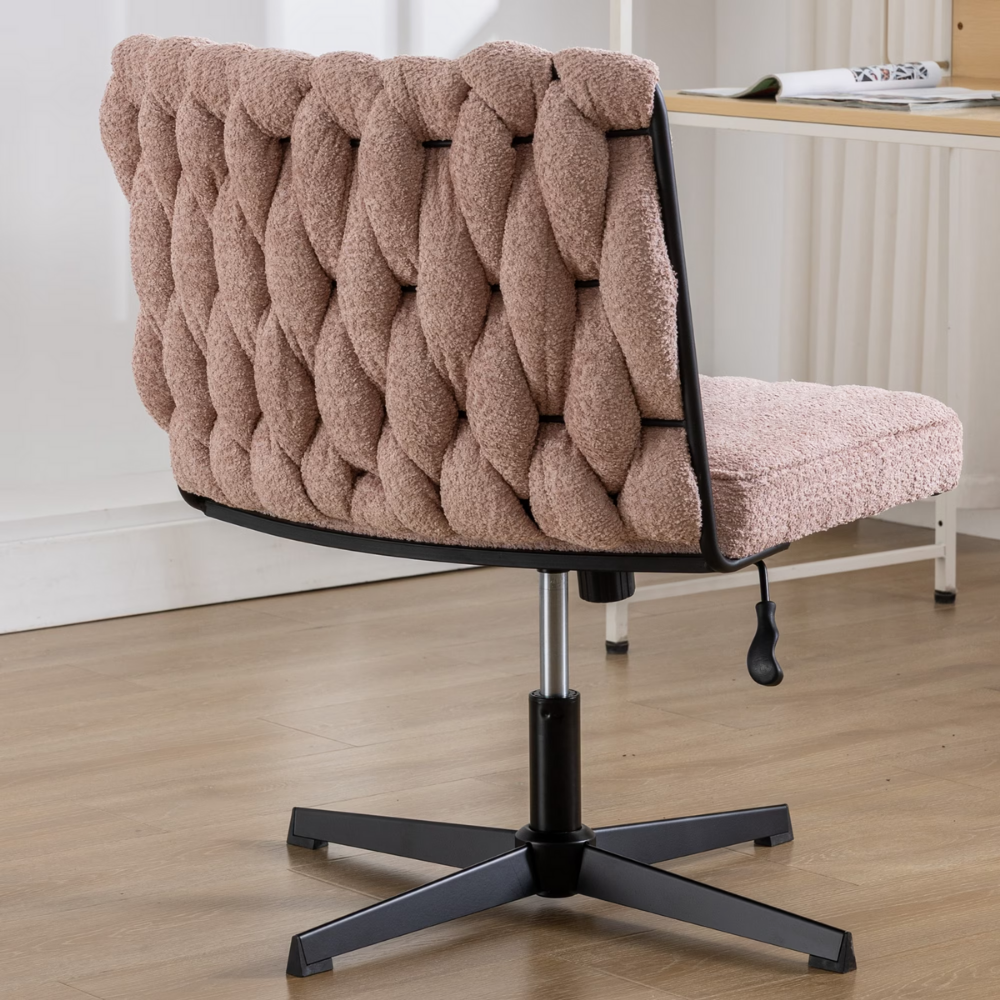 Modern Armless Desk Chair No Wheels with Adjustable Height & Swivel Base-11