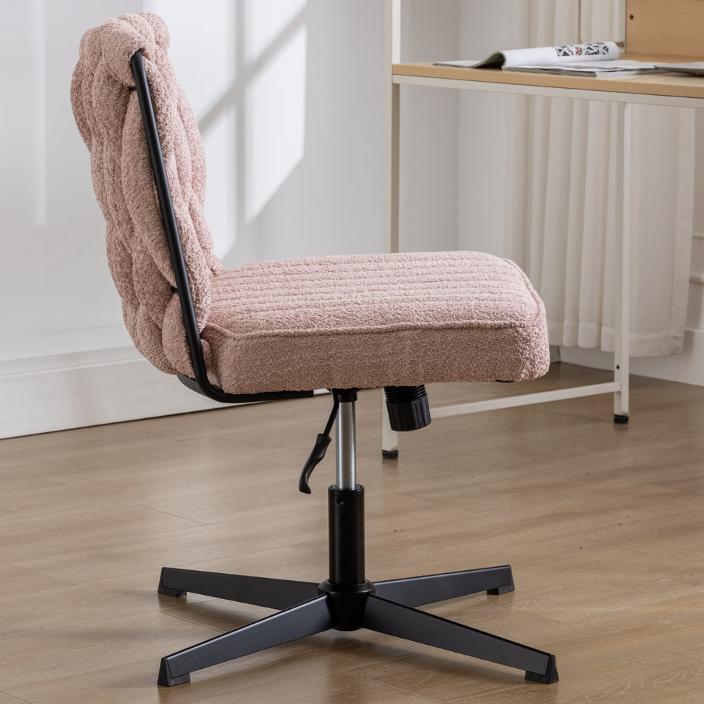 Modern Armless Desk Chair No Wheels with Adjustable Height & Swivel Base-14