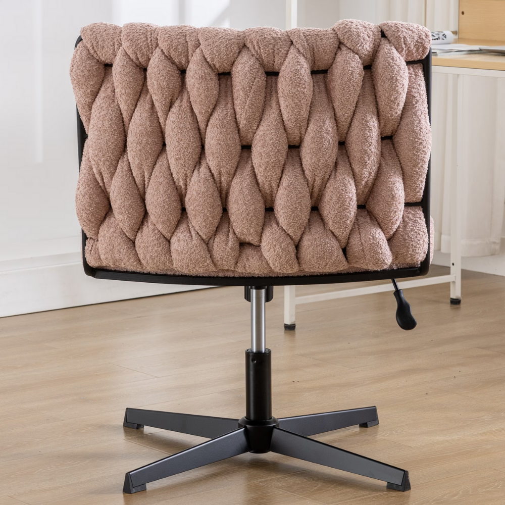 Modern Armless Desk Chair No Wheels with Adjustable Height & Swivel Base-12