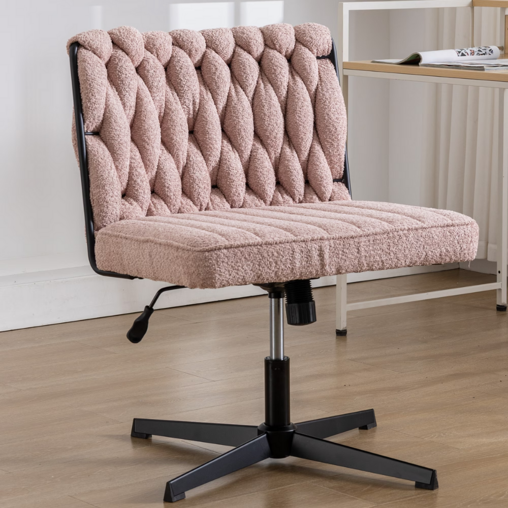 Modern Armless Desk Chair No Wheels with Adjustable Height & Swivel Base-13