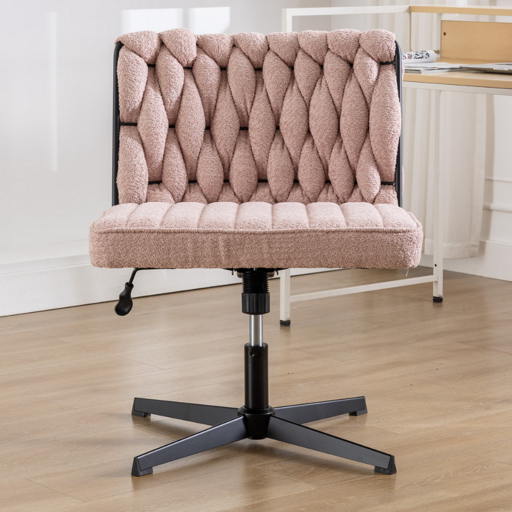 Modern Armless Desk Chair No Wheels with Adjustable Height & Swivel Base-15