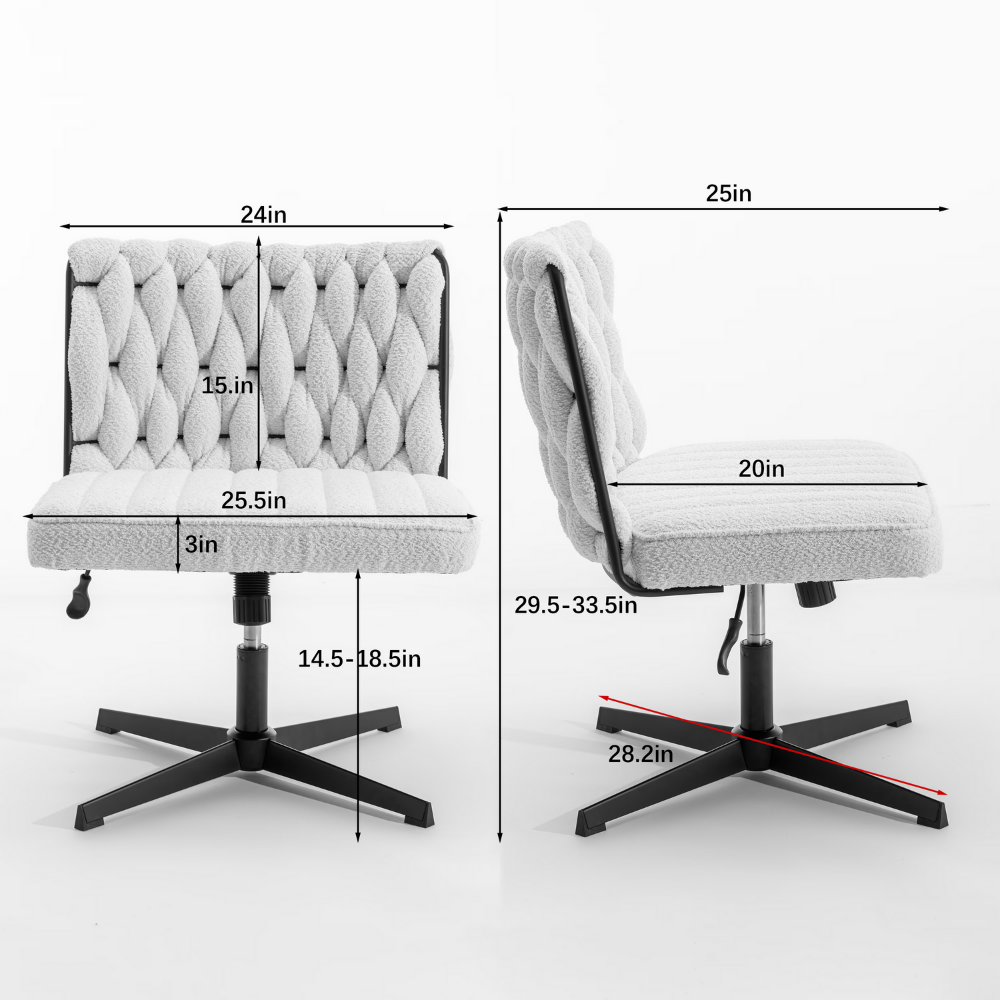Modern Armless Desk Chair No Wheels with Adjustable Height & Swivel Base-16