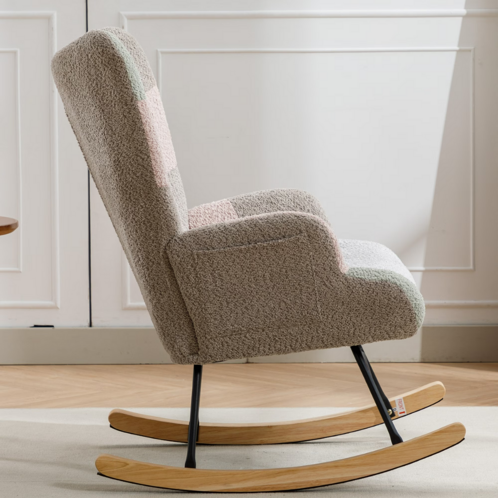 Modern Patchwork Teddy Rocking Chair-1